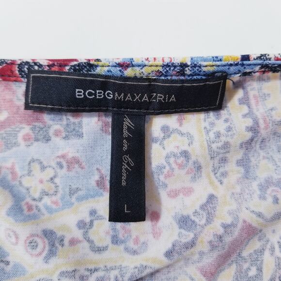 BCBGMaxAzria Printed Midi Wrap Dress High Low Flutter Sleeves - Picture 3 of 10